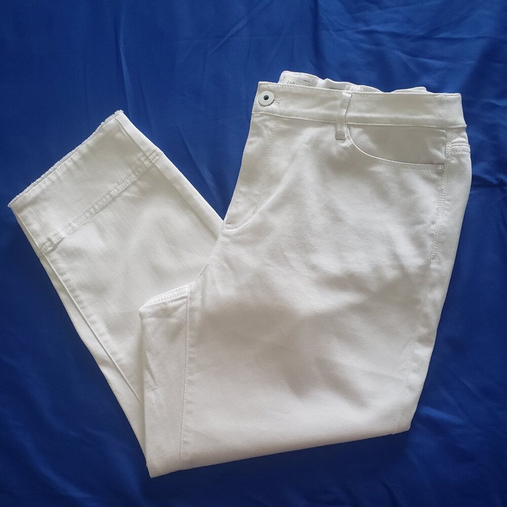 J Jill Denim Authentic Fit Cropped Jeans Size 16 White 24" Inseam Beach Coastal